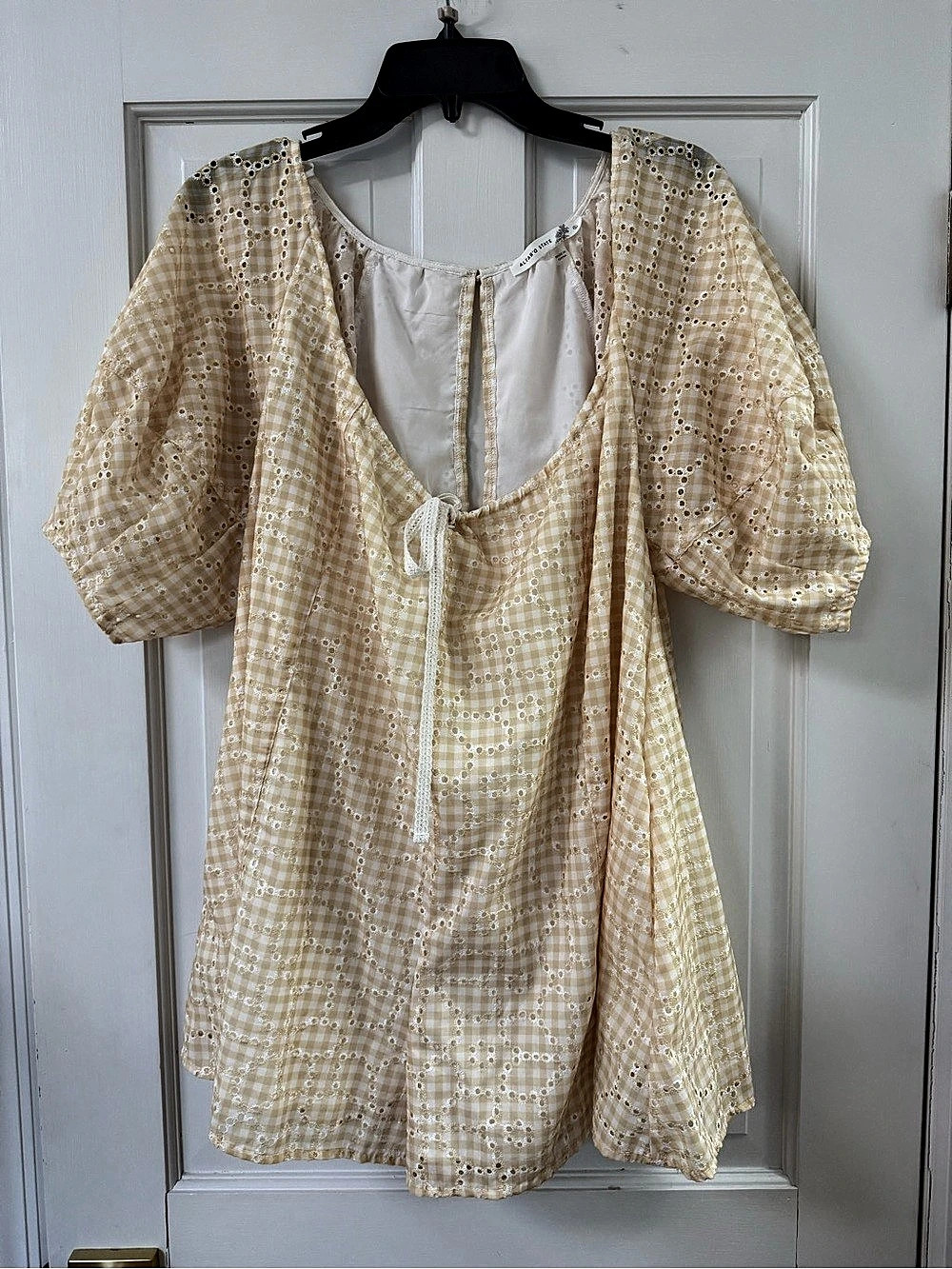 ALTA'R'D STATE Gingham Puff Sleeve Romper in Yellow & White Like New